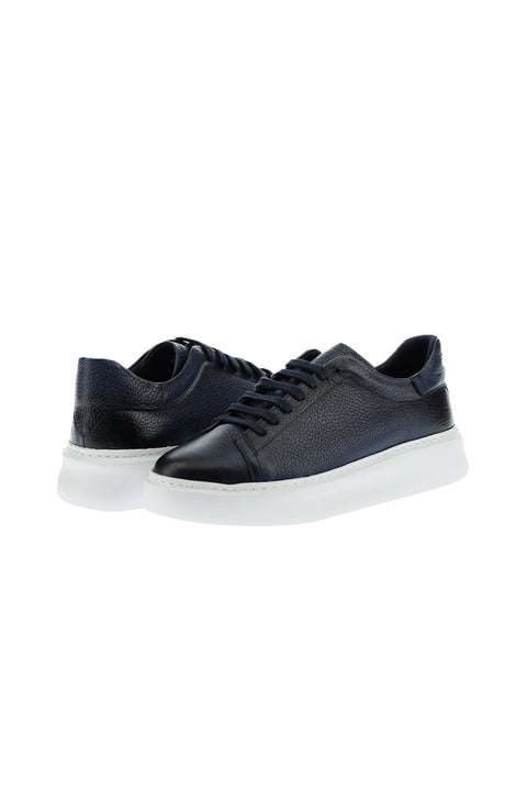Dark Navy Leather Sneaker Shoes