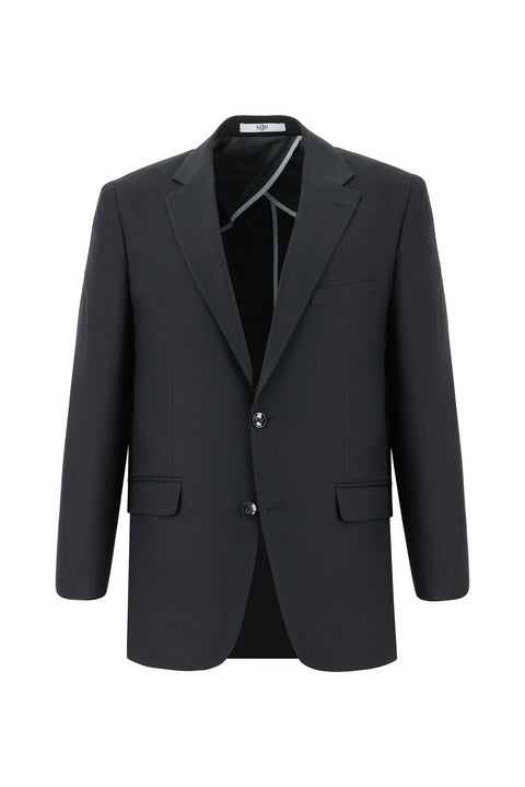 Black 4-Drop Relaxed Fit Classic Patterned Jacket