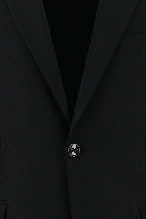 Black 4-Drop Relaxed Fit Classic Patterned Jacket