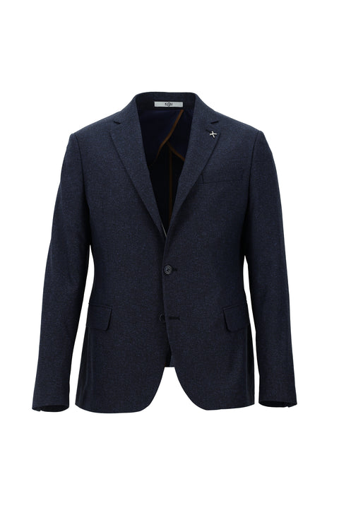 Light Navy Blue 7 Drop Slim Fit Classic Patterned Jacket