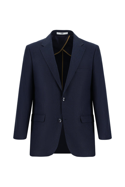 Medium Navy 4 Drop Relaxed Fit Classic Patterned Jacket