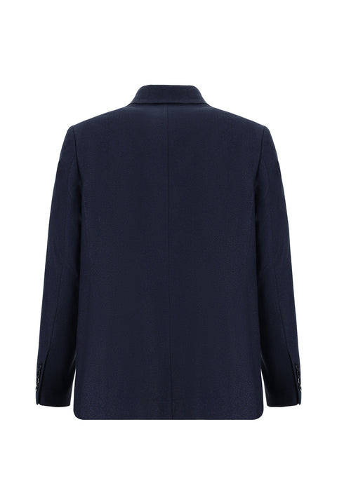 Medium Navy 4 Drop Relaxed Fit Classic Patterned Jacket