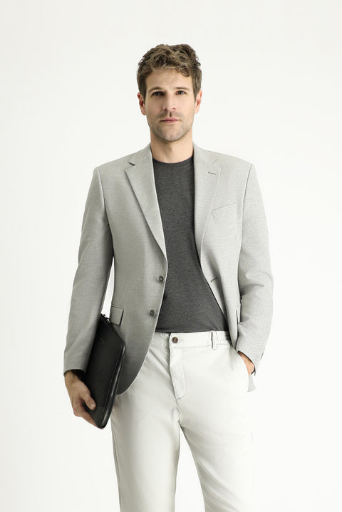 Medium Grey 7 Drop Slim Fit Classic Patterned Jacket