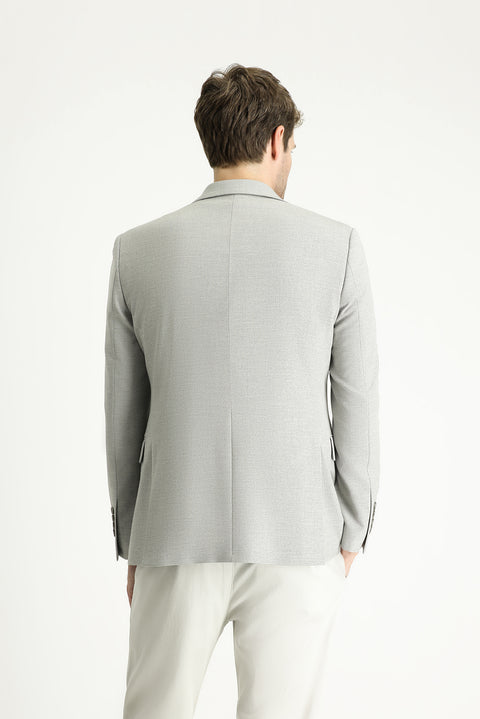 Medium Grey 7 Drop Slim Fit Classic Patterned Jacket