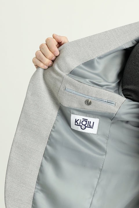 Medium Grey 7 Drop Slim Fit Classic Patterned Jacket