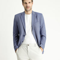 Medium Navy 7 Drop Slim Fit Classic Patterned Jacket