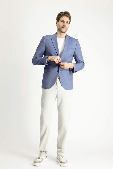 Medium Navy 7 Drop Slim Fit Classic Patterned Jacket