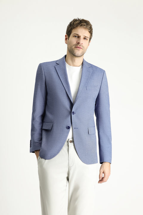 Medium Navy 7 Drop Slim Fit Classic Patterned Jacket
