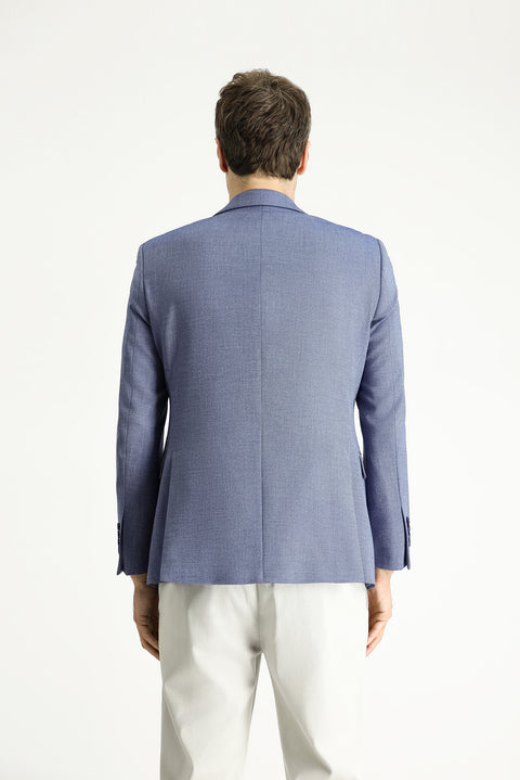 Medium Navy 7 Drop Slim Fit Classic Patterned Jacket