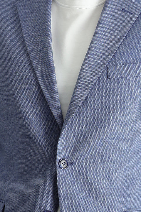 Medium Navy 7 Drop Slim Fit Classic Patterned Jacket