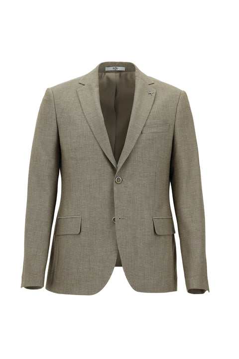 Açık Vizon 7 Drop Slim Fit Dar Kesim Klasik Desenli Ceket