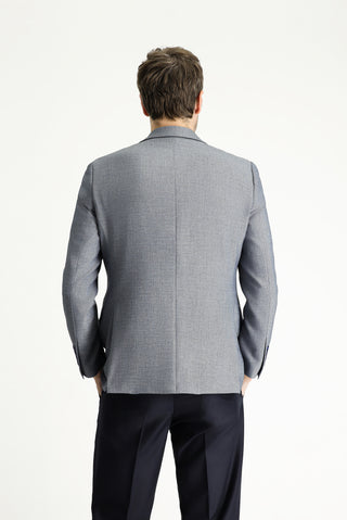  Koyu Mavi  7 Drop Slim Fit Dar Kesim Klasik Desenli Ceket
