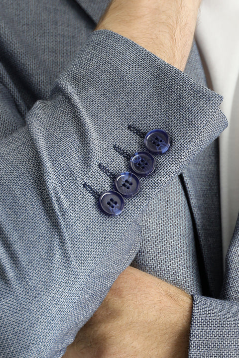 Dark Blue 7 Drop Slim Fit Classic Patterned Jacket