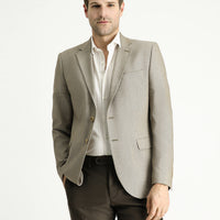 Açık Vizon 7 Drop Slim Fit Dar Kesim Klasik Desenli Ceket