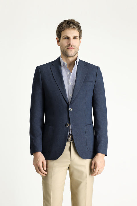 Dark Navy 7 Drop Slim Fit Sporty Patterned Jacket