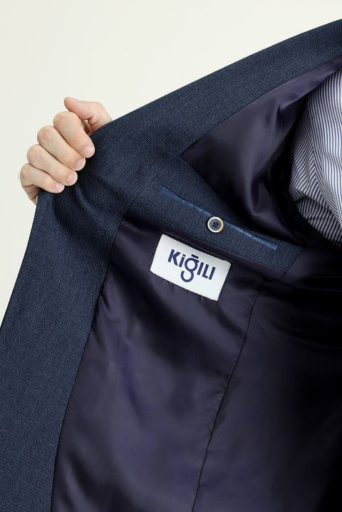 Dark Navy 7 Drop Slim Fit Sporty Patterned Jacket