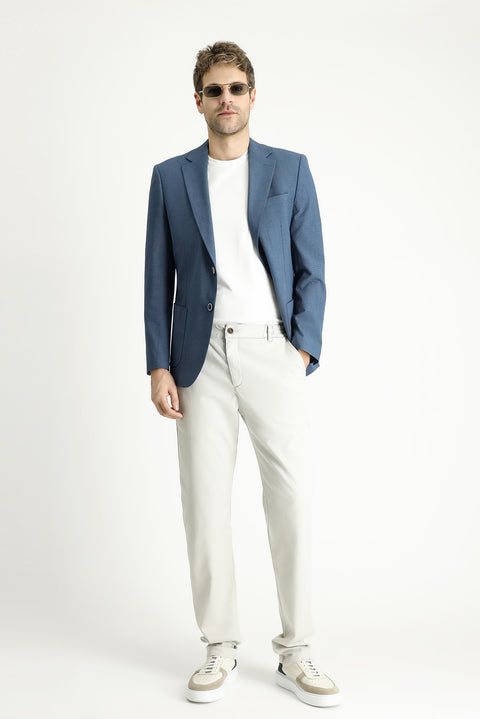 Dark Blue 7 Drop Slim Fit Sporty Patterned Jacket
