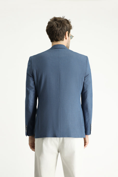 Dark Blue 7 Drop Slim Fit Sporty Patterned Jacket