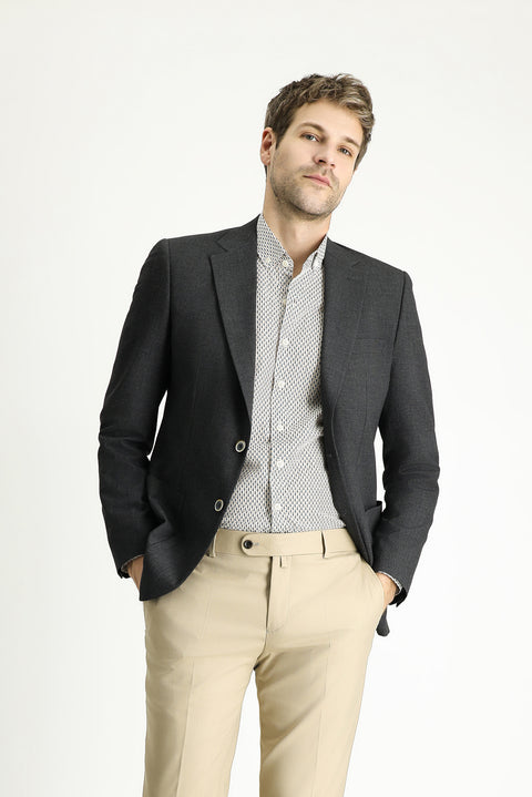 Dark Anthracite 7 Drop Slim Fit Sporty Patterned Jacket