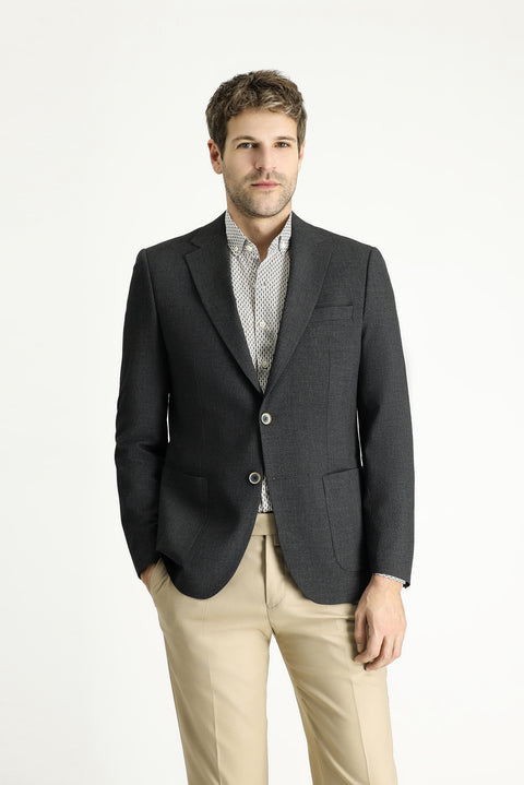 Dark Anthracite 7 Drop Slim Fit Sporty Patterned Jacket