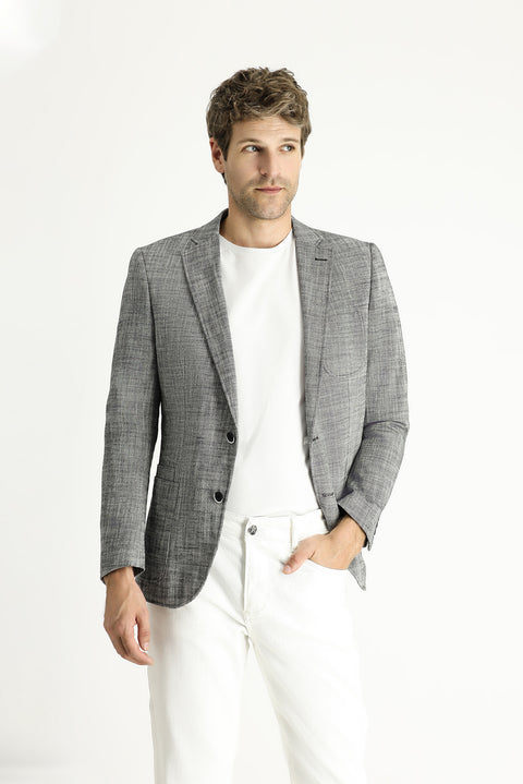 Black 7 Drop Slim Fit Narrow Cut Cotton Classic Jacket