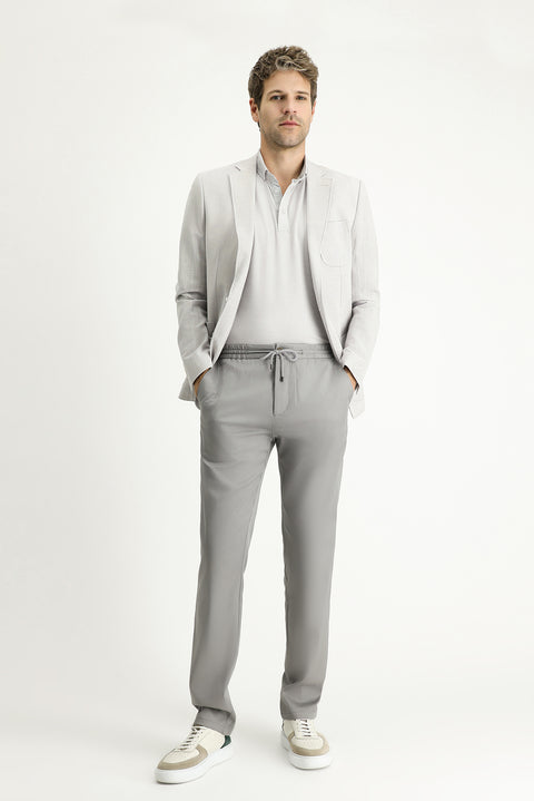 Light Grey 6 Drop Regular Fit Standard Cut Patterned Sport Cotton Jacket