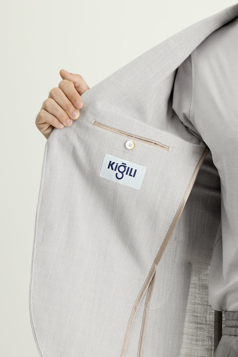 Açık Gri 7 Drop Slim Fit Dar Kesim Desenli Spor Pamuk Ceket
