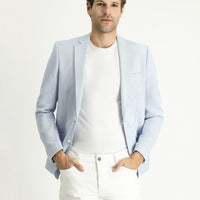 Light Blue 7 Drop Slim Fit Patterned Cotton Sport Jacket