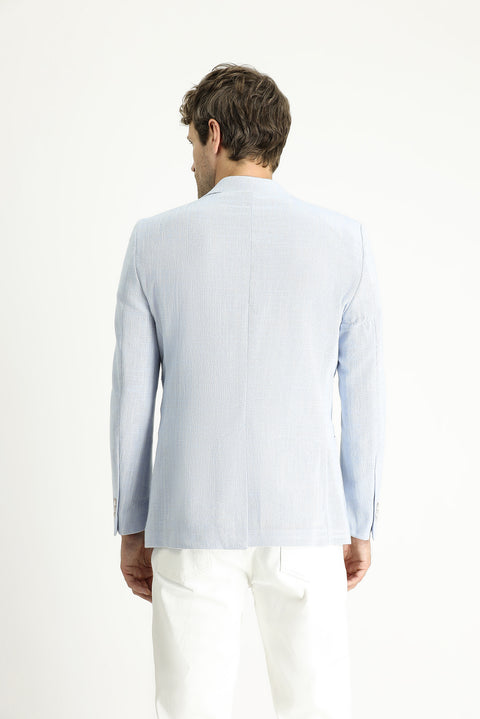 Light Blue 6 Drop Regular Fit Standard Cut Patterned Sport Cotton Jacket