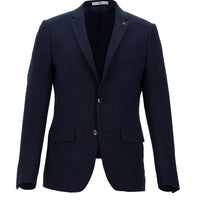 Dark Navy 7 Drop Super Slim Fit Extra Narrow Cut Patterned Waffle Jacket