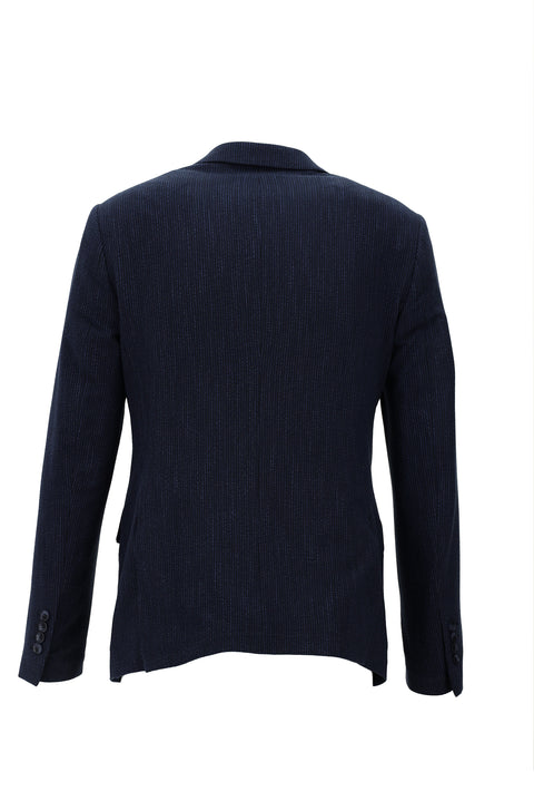 Dark Navy 7 Drop Super Slim Fit Extra Narrow Cut Patterned Waffle Jacket