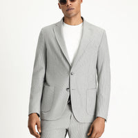 Medium Grey 6 Drop Regular Fit Standard Cut Patterned Waffle Jacket