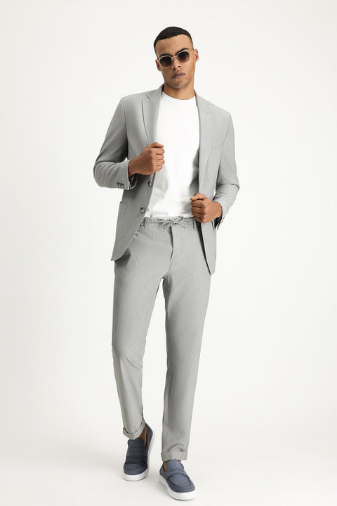 Medium Grey 6 Drop Regular Fit Standard Cut Patterned Waffle Jacket