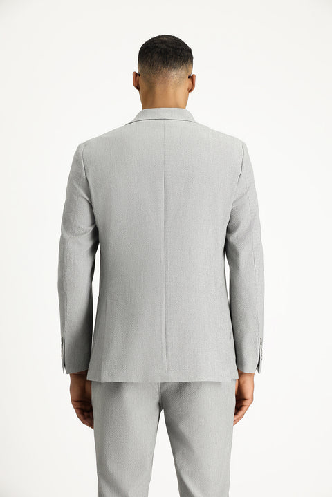 Medium Grey 6 Drop Regular Fit Standard Cut Patterned Waffle Jacket