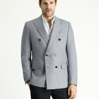 Light Navy Blue 6 Drop Regular Fit Standard Cut Double-Breasted Striped Jacket
