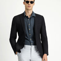 Black 7 Drop Super Slim Fit Extra Narrow Cut Waffle Jacket