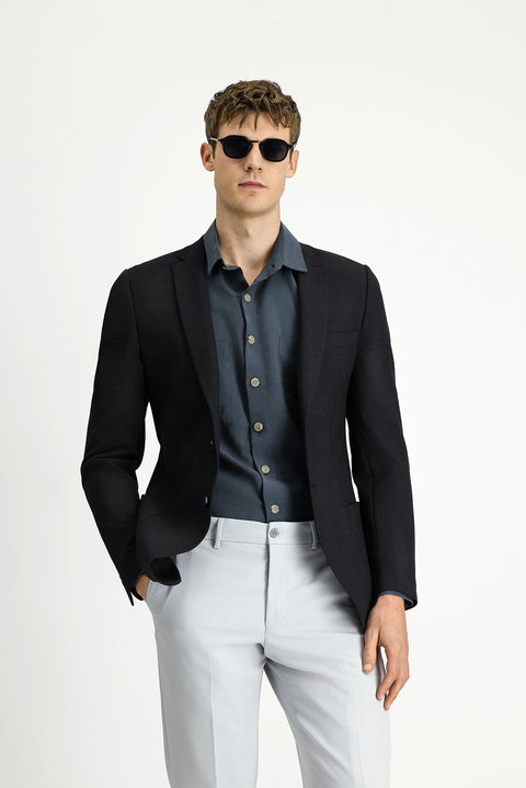 Black 7 Drop Super Slim Fit Extra Narrow Cut Waffle Jacket