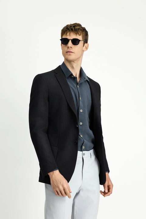 Black 7 Drop Super Slim Fit Extra Narrow Cut Waffle Jacket