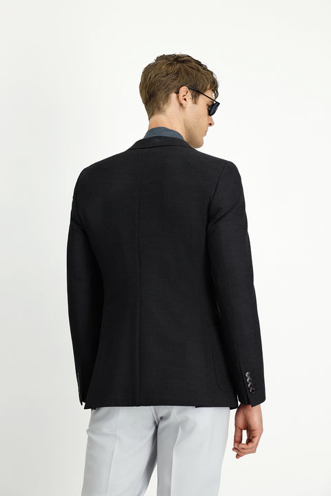 Black 7 Drop Super Slim Fit Extra Narrow Cut Waffle Jacket
