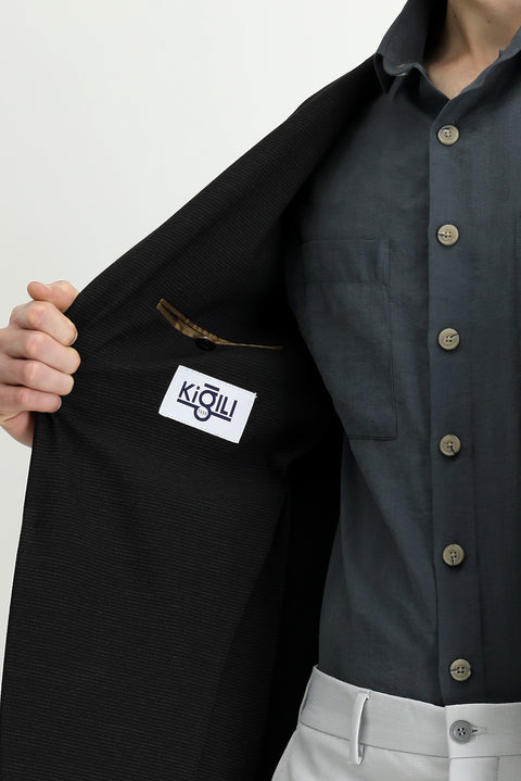 Black 7 Drop Super Slim Fit Extra Narrow Cut Waffle Jacket