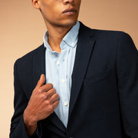 Medium Navy 7 Drop Super Slim Fit Extra Narrow Cut Waffle Jacket