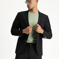 Siyah 7 Drop Super Slim Fit Eksra Dar Kesim Gofre Ceket