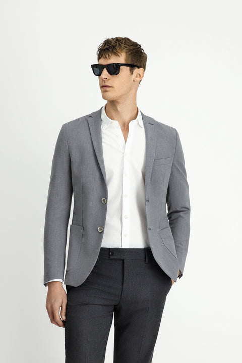 Koyu Füme 7 Drop Super Slim Fit Eksra Dar Kesim Gofre Ceket