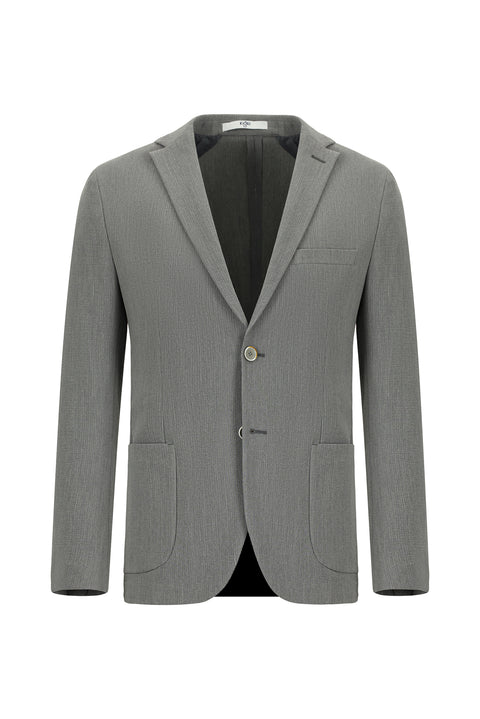 Koyu Füme 7 Drop Super Slim Fit Eksra Dar Kesim Gofre Ceket