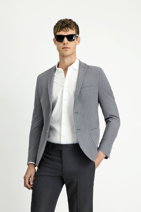 Koyu Füme 7 Drop Super Slim Fit Eksra Dar Kesim Gofre Ceket