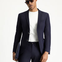 Dark Navy 7 Drop Super Slim Fit Extra Narrow Cut Waffle Jacket