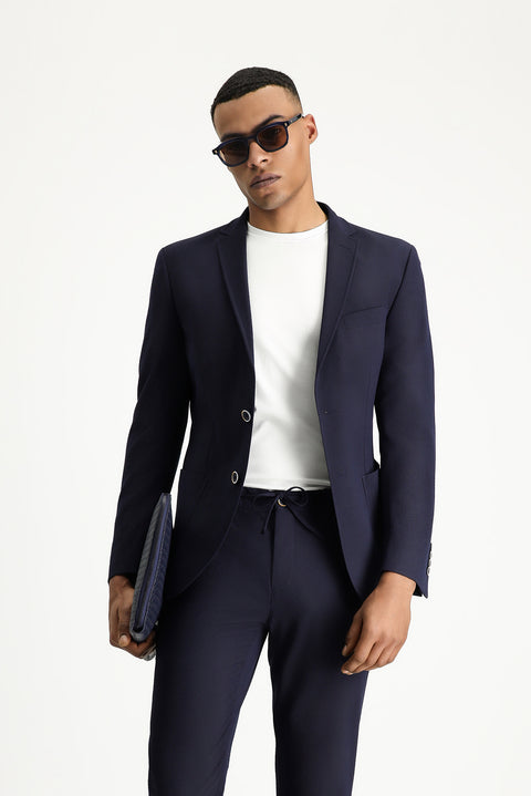 Dark Navy 7 Drop Super Slim Fit Extra Narrow Cut Waffle Jacket