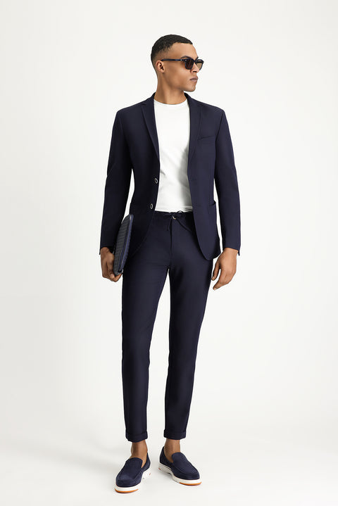 Dark Navy 7 Drop Super Slim Fit Extra Narrow Cut Waffle Jacket