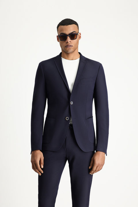 Dark Navy 7 Drop Super Slim Fit Extra Narrow Cut Waffle Jacket