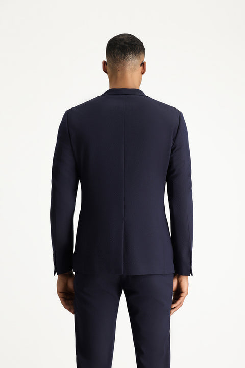 Dark Navy 7 Drop Super Slim Fit Extra Narrow Cut Waffle Jacket